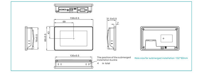 VI20-043S-F dimensional drawings