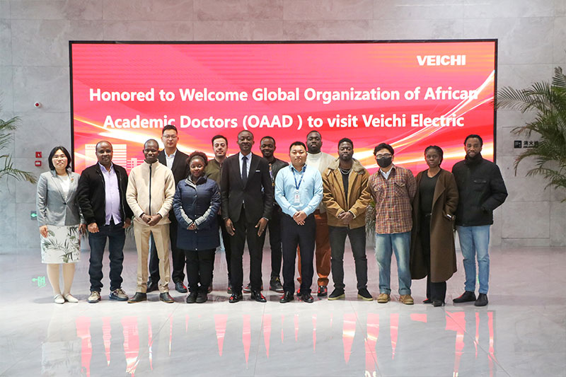 Group photo at the company front desk