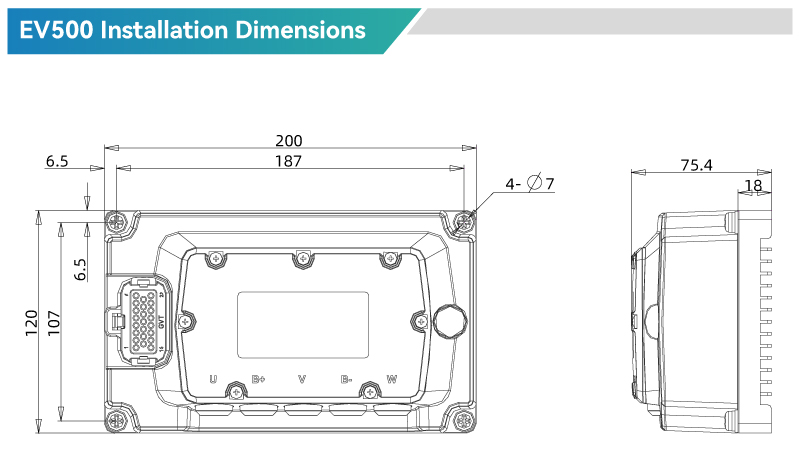 EV500 Installation Dimensions